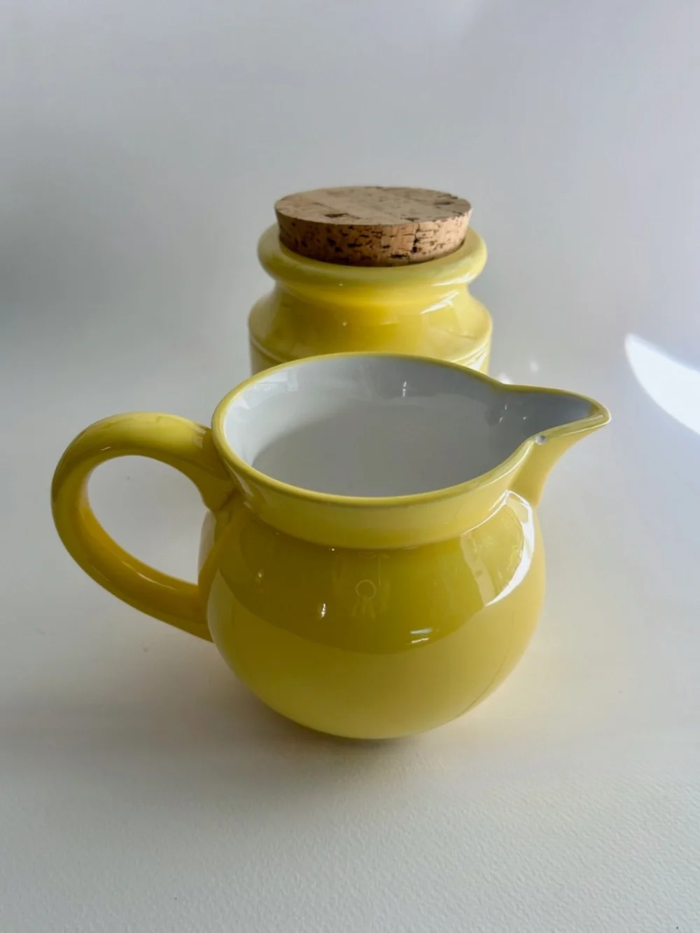 Savoir Vivre Yellow Ceramic Sugar & Creamer Set, 1980's